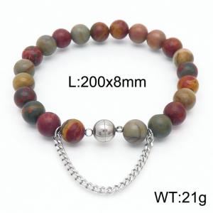 Cross border colorful 200x8mm bracelet paired with steel bead titanium steel bracelet - KB169085-Z