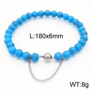 Cross border blue 180x6mm bracelet paired with steel bead titanium steel bracelet - KB169093-Z