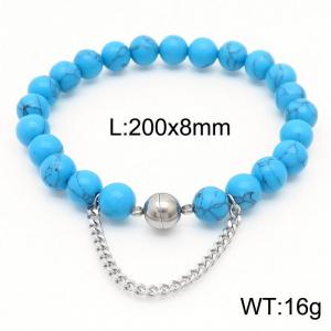 Cross border blue 200x8mm bracelet paired with steel bead titanium steel bracelet - KB169094-Z
