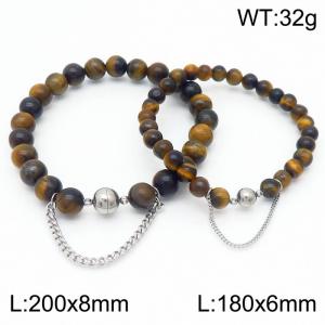 Cross border colored bracelets paired with steel bead titanium steel bracelet set - KB169098-Z
