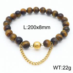 Cross border colored 200x8mm bracelet paired with gold bead titanium steel bracelet - KB169100-Z