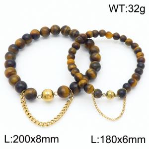 Cross border colored bracelets paired with gold bead titanium steel bracelet set - KB169101-Z