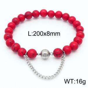 Cross border red 200x8mm bracelet paired with steel bead titanium steel bracelet - KB169103-Z