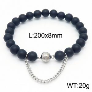 Cross border black 200x8mm bracelet paired with steel bead titanium steel bracelet - KB169115-Z