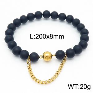 Cross border black 200x8mm bracelet paired with gold bead titanium steel bracelet - KB169118-Z