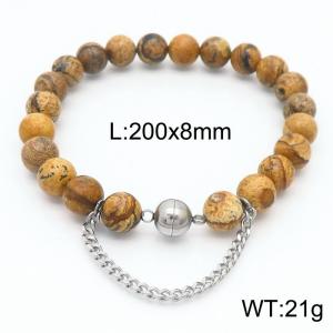 Cross border brown 200x8mm bracelet paired with steel bead titanium steel bracelet - KB169124-Z