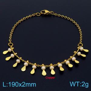 Stainless steel 190x3mm cuban mixed chain lobster clasp many light brown plastic beads cooper charm beautiful gold bracelet - KB169148-Z