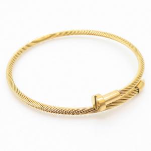 Unisex Fashion Gold-Plated Stainless Steel Strand Nail Charm Bangle - KB169160-NT