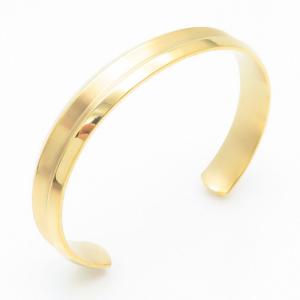 Women Casual Polished Gold-Plated Stainless Steel Open Bangle - KB169164-NT