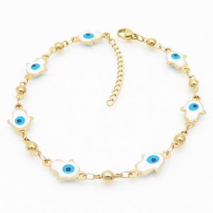 White Evil Eye Kobold Easy Hook Link Chain Stainless Steel Bracelets - KB169293-MW