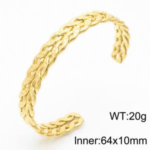 Twisted Pattern Gold-plating Stainless Steel Opening Cuff Bangle Bracelet for Women Color Gold - KB169330-KFC