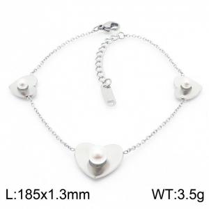 Stainless Steel Pearl Heart steel color women's bracelet - KB169384-KLX