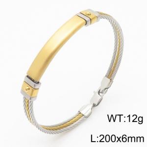 Stainless Steel 200x6mm Rope Chain Simple Special Buckle Multi layer Splice Silver&gold Color Bracelet - KB169437-KLHQ