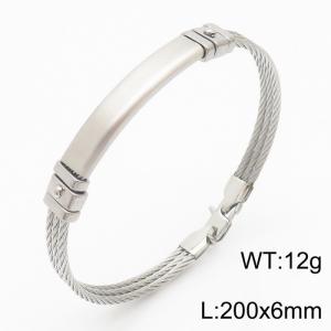 Stainless steel 200x6mm rope chain simple special buckle multi-layer silver bracelet - KB169438-KLHQ