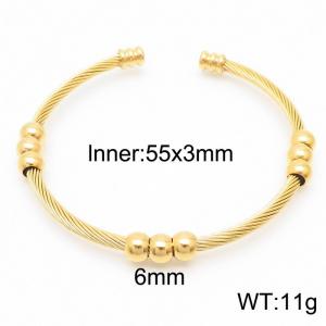 Titanium steel Adjustable wire braided round bead Gold bracelet for ladies - KB169714-XY