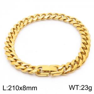 Stainless steel 210x8mm Cuban chain special buckle classic charm gold bracelet - KB169775-TSC