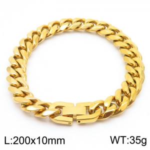 Stainless steel 200x10mm Cuban chain special buckle classic charm gold bracelet - KB169776-TSC