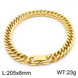 Stainless steel 205x8mm Cuban chain special buckle classic charm gold bracelet - KB169796-TSC