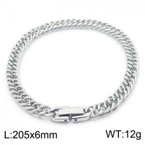 Stainless steel 205x6mm Cuban chain special buckle classic charm silver bracele - KB169811-TSC