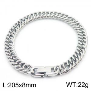 Stainless steel 205x8mm Cuban chain special buckle classic charm silver bracele - KB169812-TSC