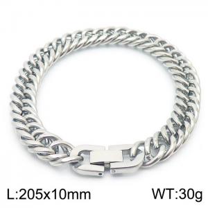 Stainless steel 205x10mm Cuban chain special buckle classic charm silver bracele - KB169813-TSC