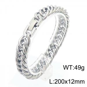 Stainless steel 200x12mm Cuban chain special buckle classic charm silver bracele - KB169814-TSC