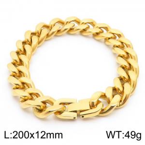 Stainless steel 200x12mm Cuban chain special buckle classic charm gold bracele - KB169818-TSC