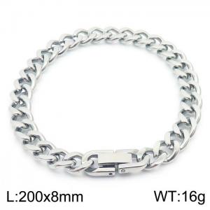 Stainless steel 200x8mm Cuban chain special buckle classic charm silver bracele - KB169820-TSC