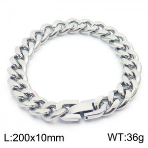 Stainless steel 200x10mm Cuban chain special buckle classic charm silver bracele - KB169821-TSC