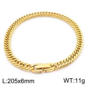 Stainless steel 205x6mm Cuban chain special buckle classic charm gold bracelet - KB169823-TSC