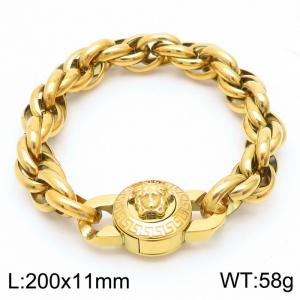 Gold Plated Medusa Bracelet Thick Twist Link Stainless Steel Bracelet - KB169877-Z