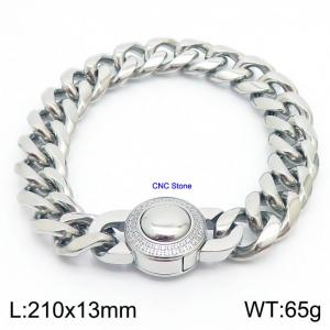 13mm hip-hop style stainless steel Cuban chain CNC circular snap bracelet - KB169892-Z
