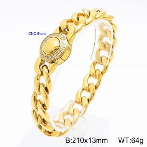 18K Gold Cuban Link Bracelet With CNC Stones Trendy Stainless Steel Jewelry - KB169909-Z