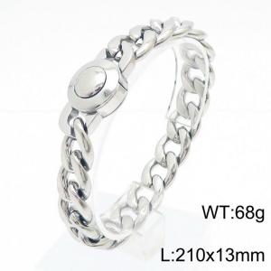 Smooth Silver Plated Cuban Link Bracelet Simple and Stylish Stainless Steel Jewelry Easy To Wear - KB169911-Z