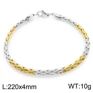 220X10mm Casual Gold&Silver Stainless Steel Rope Chain Bracelet - KB169935-TK