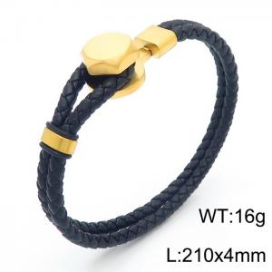 Personality titanium steel ornaments fashion casual unisex leather rope bracelet - KB169938-KLHQ