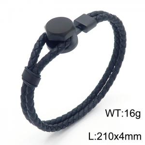 Personality titanium steel ornaments fashion casual unisex leather rope bracelet - KB169939-KLHQ