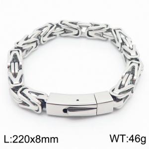 Stainless steel square buckle Byzantine chain bracelet - KB169945-KFC