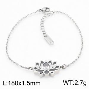 Lightweight Lotus Bracelet With Gemstone Silver Stainless Steel Bracelet Adjustable Size - KB169959-KLX
