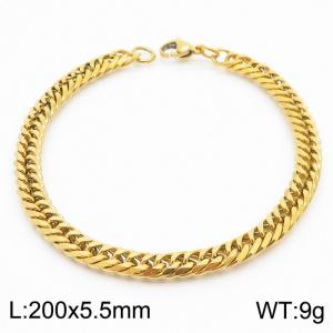 Stainless Steel 5.5mm Cuban Link Bracelet 18K Gold Plated Fashion Hip Hop Jewelry Bracelet - KB169966-TK