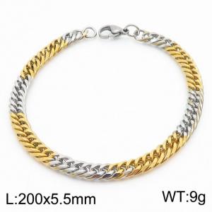 Stainless Steel 5.5mm Cuban Link Bracelet Silver&Gold Plated Fashion HIP HOP Jewelry Bracelet - KB169967-TK