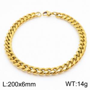 Stainless Steel 6mm Cuban Link Bracelet 18K Gold Plated Fashion Hip Hop Jewelry Bracelet - KB169969-TK