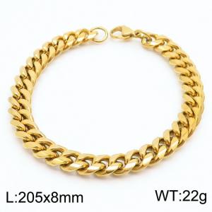 Stainless Steel 8mm Cuban Link Bracelet 18K Gold Plated Fashion Hip Hop Jewelry Bracelet - KB169972-TK