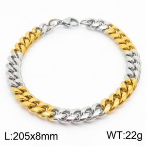 Stainless Steel 8mm Cuban Link Bracelet Silver&Gold Plated Fashion Hip Hop Jewelry Bracelet - KB169973-TK