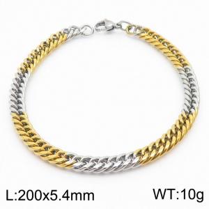Stainless Steel 5.4mm Cuban Link Bracelet Silver&Gold Plated Fashion Hip Hop Jewelry Bracelet - KB169976-TK