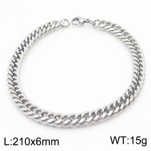Stainless Steel 6mm Cuban Link Bracelet Silver Plated Fashion Hip Hop Jewelry Bracelet - KB169977-TK