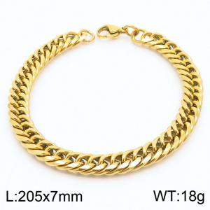 Stainless Steel 7mm Cuban Link Bracelet Gold Plated Fashion Hip Hop Jewelry Bracelet - KB169978-TK