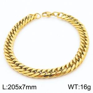 Stainless Steel 7mm Cuban Link Bracelet Gold Plated Fashion Hip Hop Jewelry Bracelet - KB169984-TK