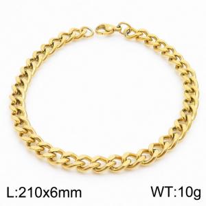 Stainless Steel 6mm Cuban Link Bracelet Gold Plated Fashion Hip Hop Jewelry Bracelet - KB169989-TK