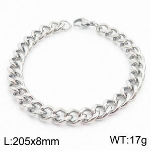 Stainless Steel 8mm Cuban Link Bracelet Silver Plated Fashion Hip Hop Jewelry Bracelet - KB169994-TK